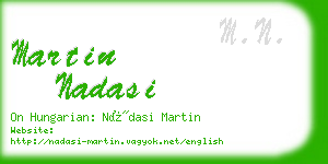 martin nadasi business card